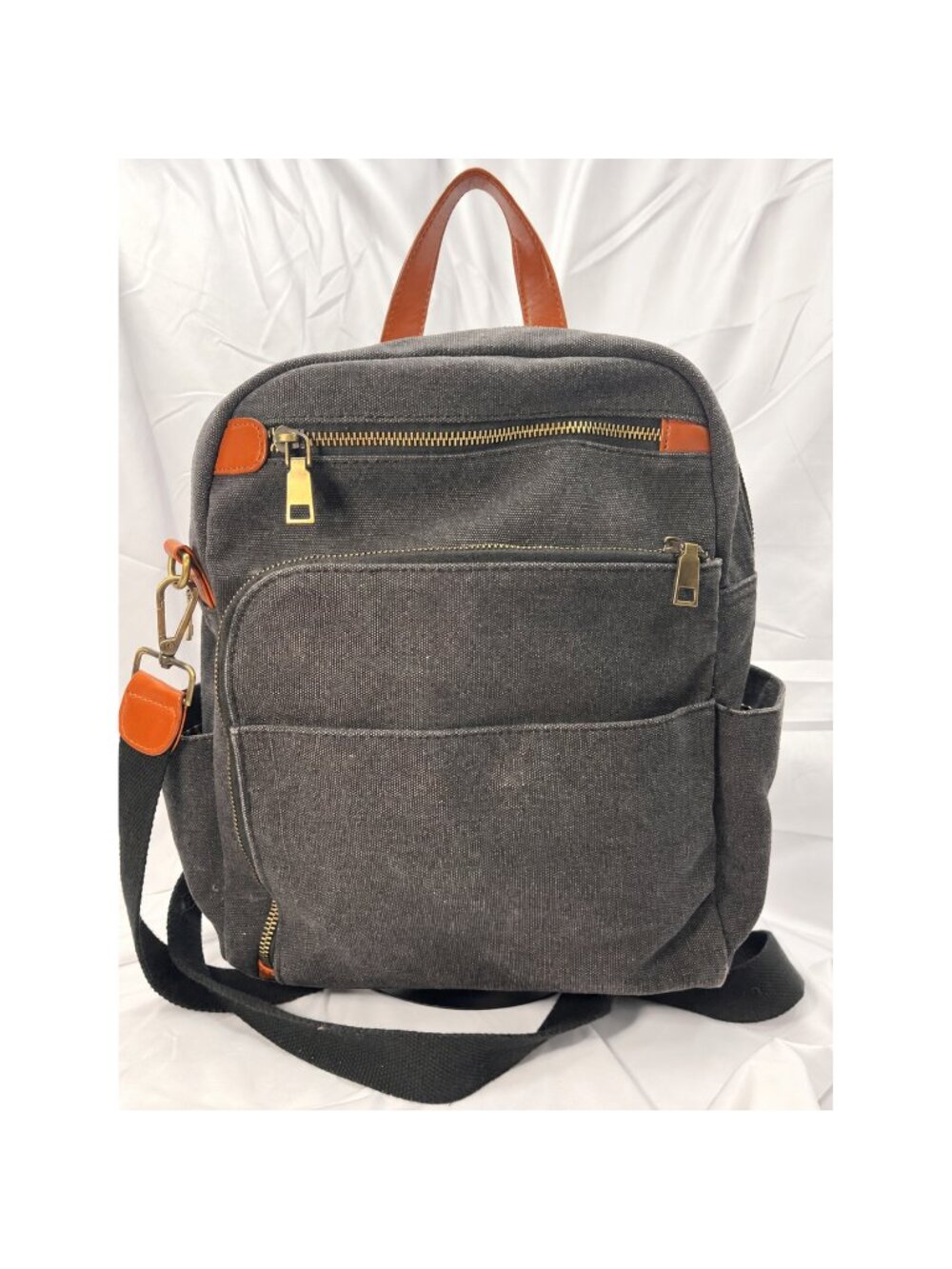 Antik Kraft Gray Canvas Convertible Backpack Shoulder Bag Travel Purse